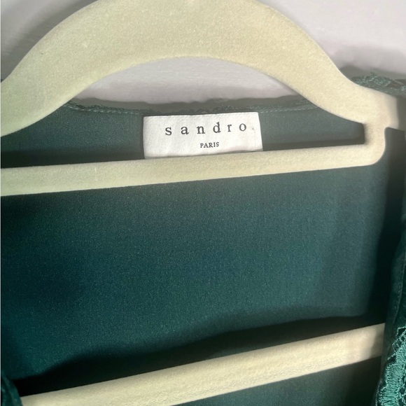 Sandro Hearty Lace Fit & Flare Short Sleeve Cocktail Mini Dress Size XS Emerald - Picture 6 of 11